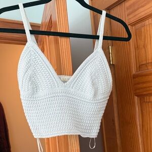 Elegant light light blue  Knit Crop Top